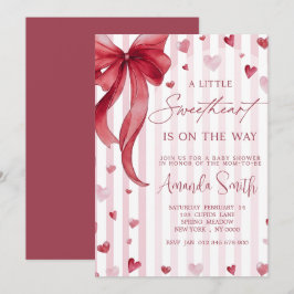 Convite Little Sweetheart Baby Shower Bow Invitation