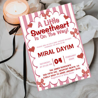 Convite Little Sweetheart Bow Baby Shower Invitation