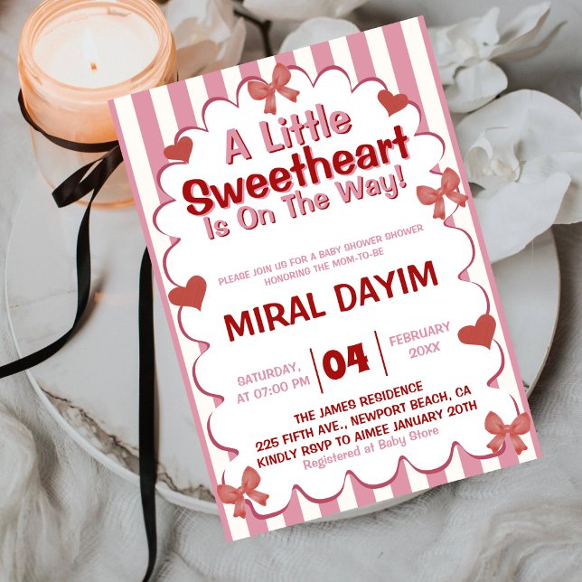 Convite Little Sweetheart Bow Baby Shower Invitation (Criador carregado)