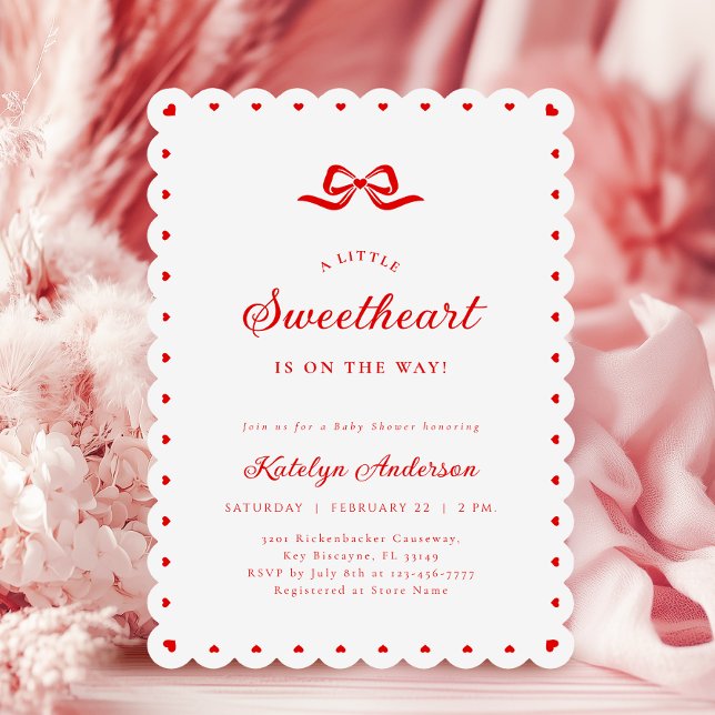 Convite Little Sweetheart Bow Baby Shower Invitation (Criador carregado)