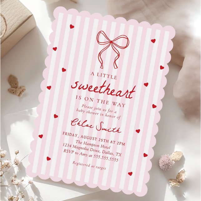 Convite Little Sweetheart Bow Baby Shower Invitation (Criador carregado)