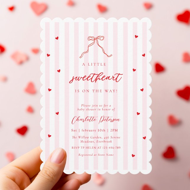 Convite Little Sweetheart Bow Baby Shower Invitation (Criador carregado)