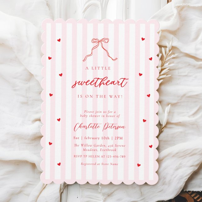 Convite Little Sweetheart Bow Baby Shower Invitation (Criador carregado)