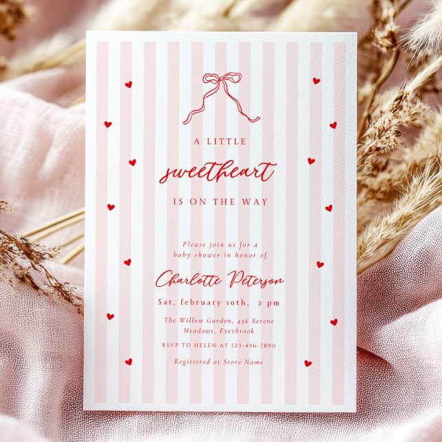 Convite Little Sweetheart Bow Baby Shower Invitation (Criador carregado)