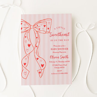 Convite Little Sweetheart Bow Baby Shower Invitation