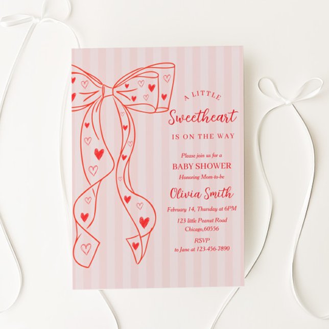 Convite Little Sweetheart Bow Baby Shower Invitation (Criador carregado)