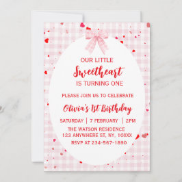 Convite Little Sweetheart First Birthday Invitation.