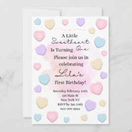 Convite Little Sweetheart First Birthday Party Invitation