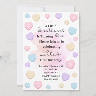 Convite Little Sweetheart First Birthday Party Invitation