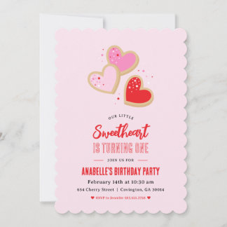 Convite Little Sweetheart Valentine 1st Birthday Party