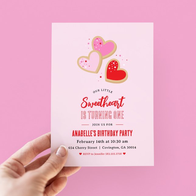 Convite Little Sweetheart Valentine 1st Birthday Party (Criador carregado)