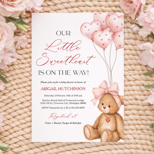 Convite Little Sweetheart Valentine Baby Shower (Little Sweetheart Valentine Baby Shower Invitation)