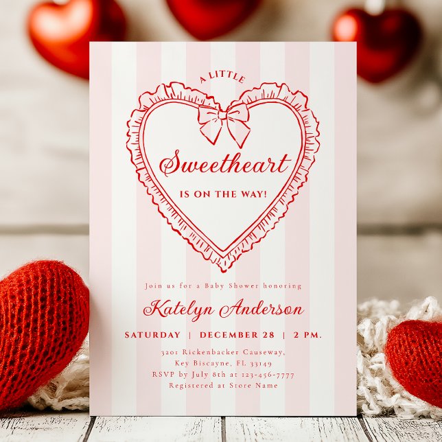 Convite Little Sweetheart Valentine Baby Shower Invitation (Criador carregado)