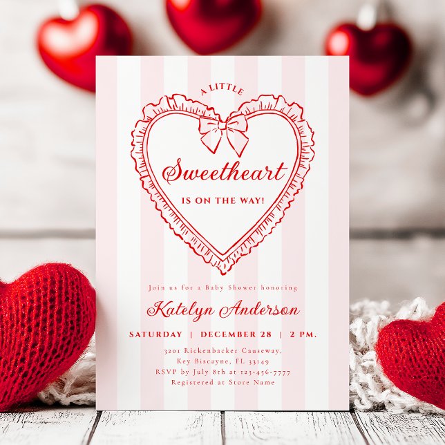 Convite Little Sweetheart Valentine Baby Shower Invitation (Criador carregado)