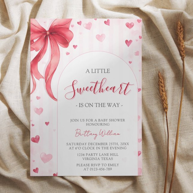 Convite Little Sweetheart Valentines Baby Shower  (Criador carregado)