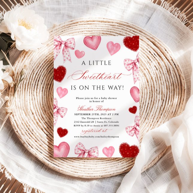Convite Little Sweetheart Valentines Day Baby Shower (Criador carregado)