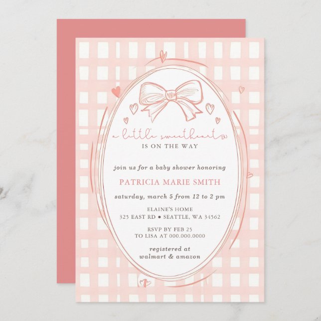 Convite Little Sweetheart Valentines Girl Baby Shower (Frente/Verso)