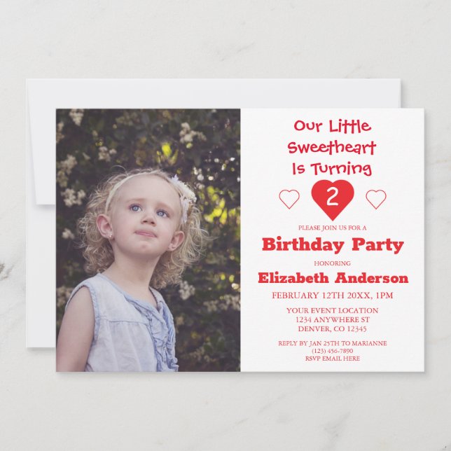 Convite Little Swetheart Birthday (Frente)