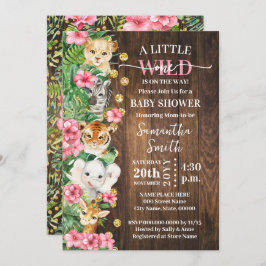 Convite Little Wild One Rustic Safari Pink Baby Shower