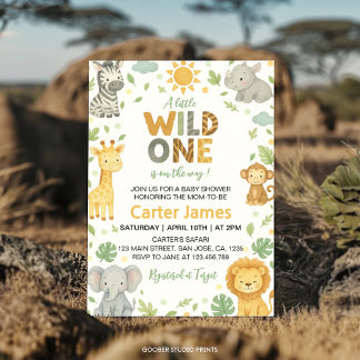 Convite Little Wild One Safari Baby Shower
