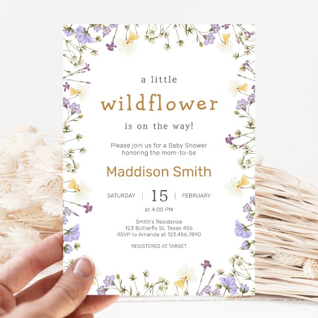 Convite Little Wildflower Baby Shower (Wildflower Baby Shower Invitation)