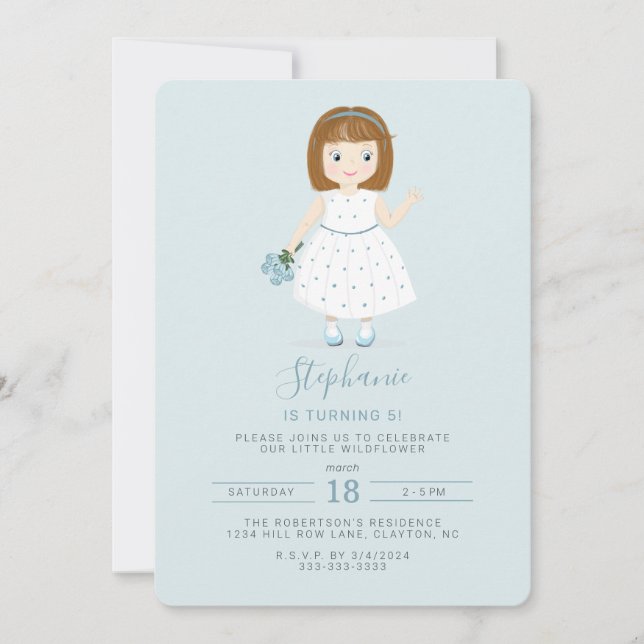 Convite Little Wildflower Birthday (Frente)