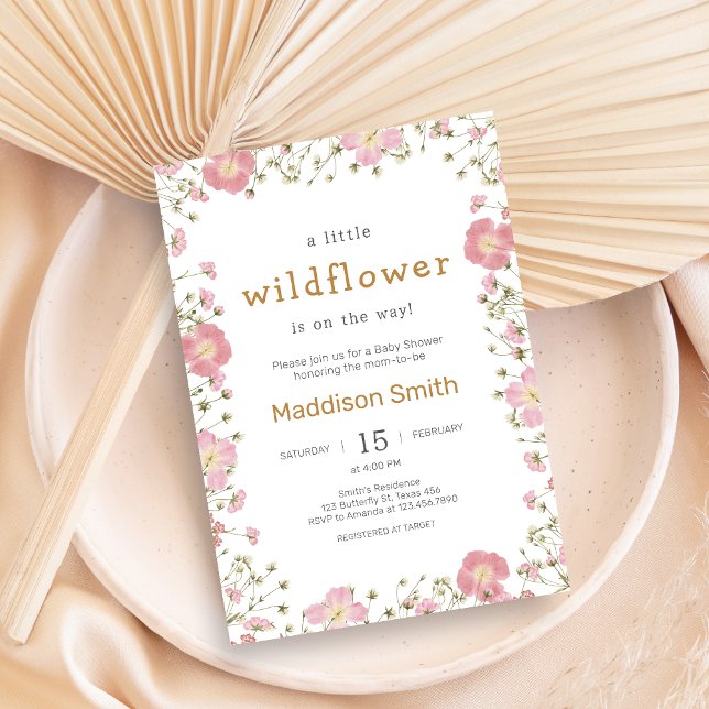 Convite Little Wildflower  Boho Baby Shower (Little Wildflower Baby Shower Invitation)