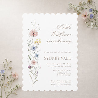 Convite Little Wildflower Elegant Floral Baby Shower