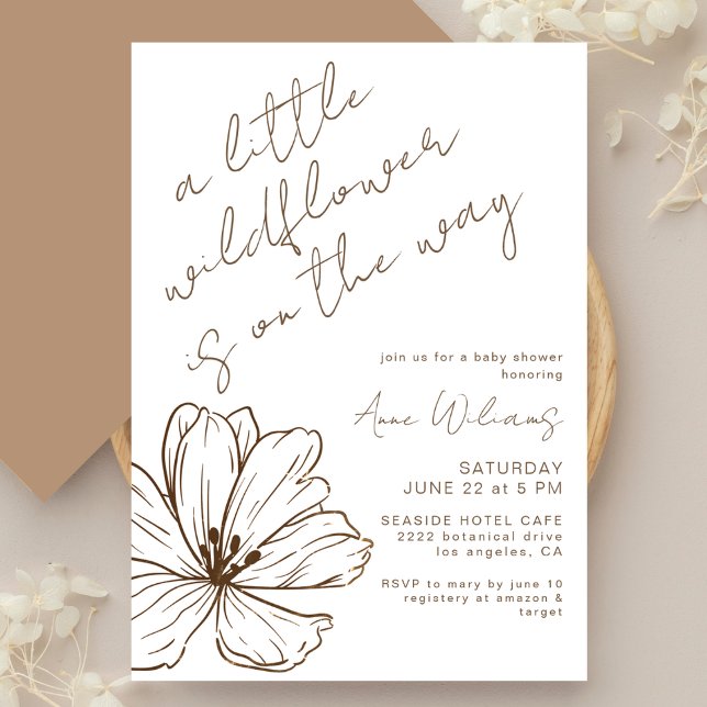 Convite Little Wildflower Neutral Handwritten Baby Shower (Criador carregado)