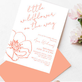 Convite Little Wildflower Pink Handwritten Baby Shower