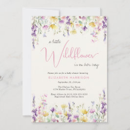 Convite Little Wildflower Watercolor Baby Girl Shower