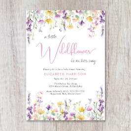 Convite Little Wildflower Watercolor Baby Girl Shower