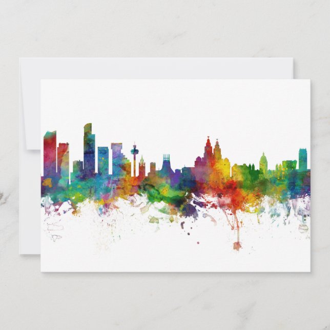 Convite Liverpool England Skyline (Frente)