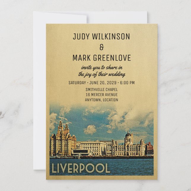 Convite Liverpool Wedding Invitation Reino Unido (Frente)
