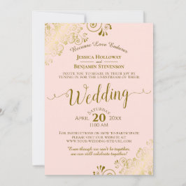 Convite Livestream Dourado e Rosa Esmagador