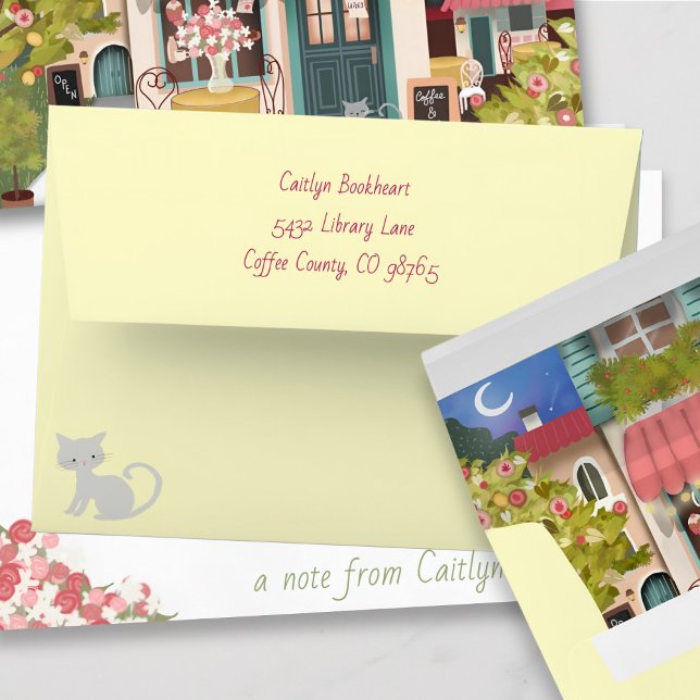 Convite Livraria de Café Rosa com Gatinhos (Criador carregado)