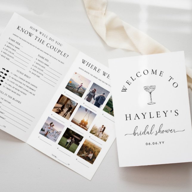 Convite Livreto de Jogos para Chá de Noiva Quinn Script (Criador carregado)