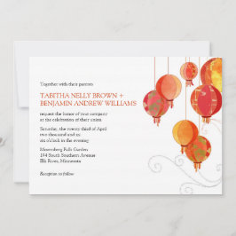 Convite Livro Asiático Lanternas Casamento Branco