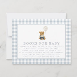 Convite Livro Azul Gingham Teddy Bear