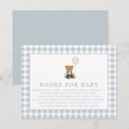 Convite Livro Azul Gingham Teddy Bear