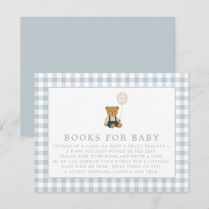 Convite Livro Azul Gingham Teddy Bear