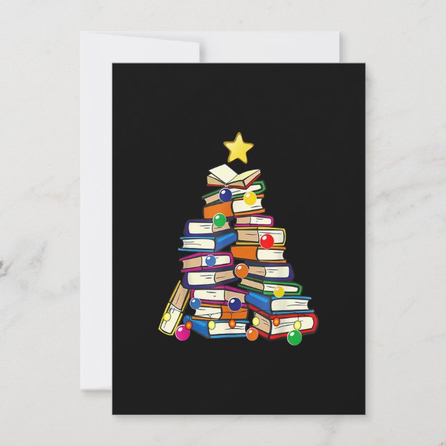 Convite Livro Bibliotecário Livros Sobre Árvore de Natal F (Frente)
