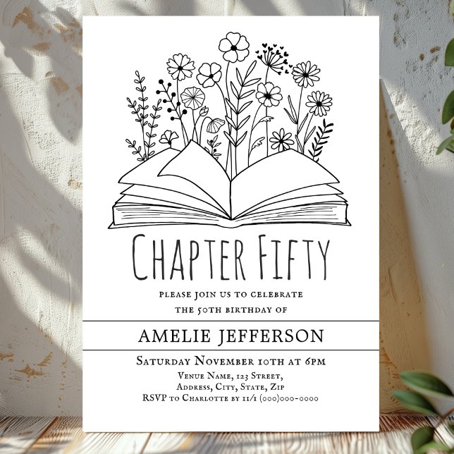 Convite Livro Branco Minimalista 50º Aniversário (Criador carregado)