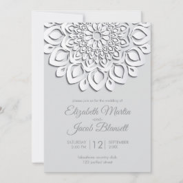 Convite Livro Branco moderno corta Mandala Wedding