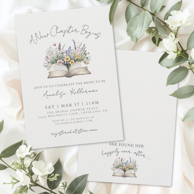 Convite Livro Chá de Bebê Vintage Wildflower (Book Vintage Wildflower Bridal Shower Invitation )