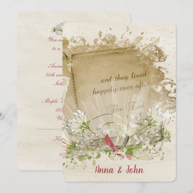 Convite Livro de Aniversário de Casamento (Frente/Verso)