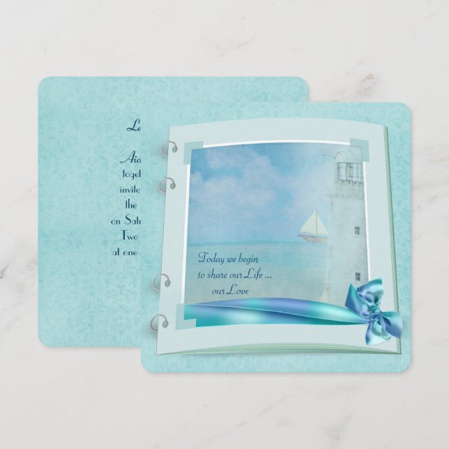 Convite Livro de Casamento de Farol (Frente/Verso)