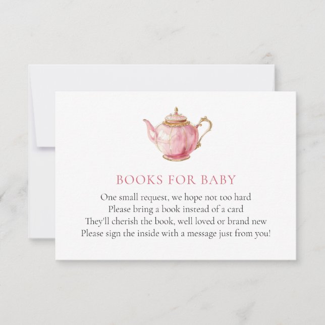 Convite Livro de Chá Rosa para Festa de Bebê Card (Frente)
