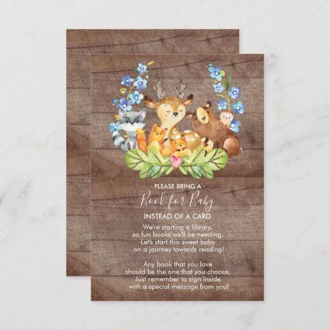 Convite Livro de Chás de fraldas de Animais da Floresta pa (Frente/Verso)