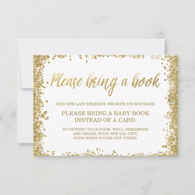 Convite Livro de Chás de fraldas de Falhas Douradas Branca (Frente)